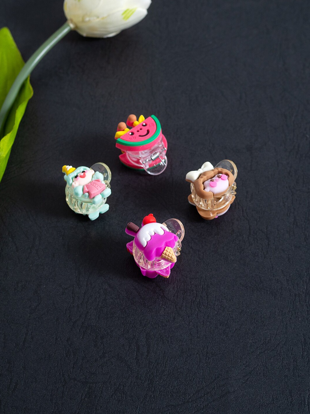 

Golden Peacock Girls Set of 4 Pink & Purple Claw Clip