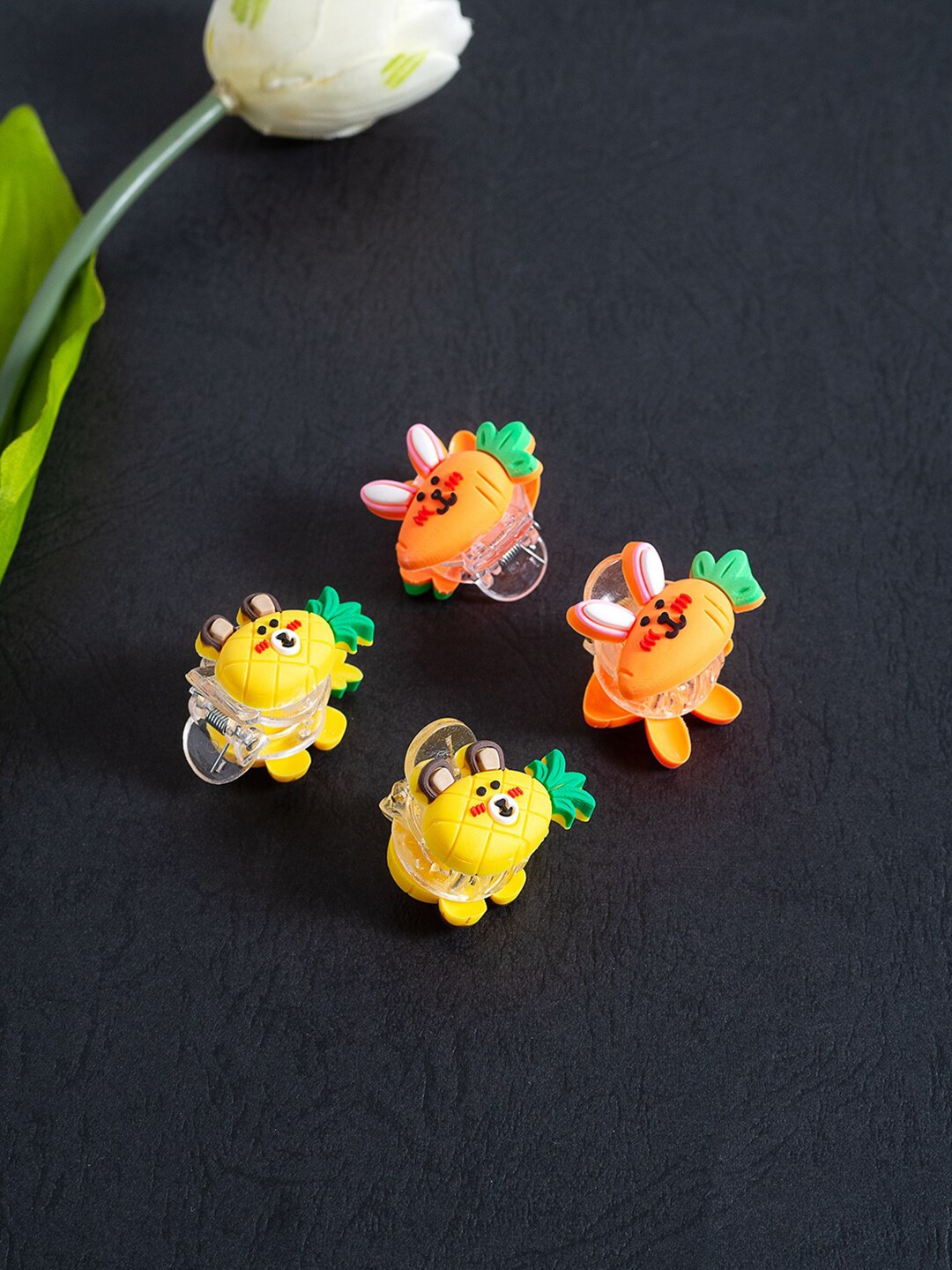 

Golden Peacock Girls Set of 4 Claw Clips, Orange