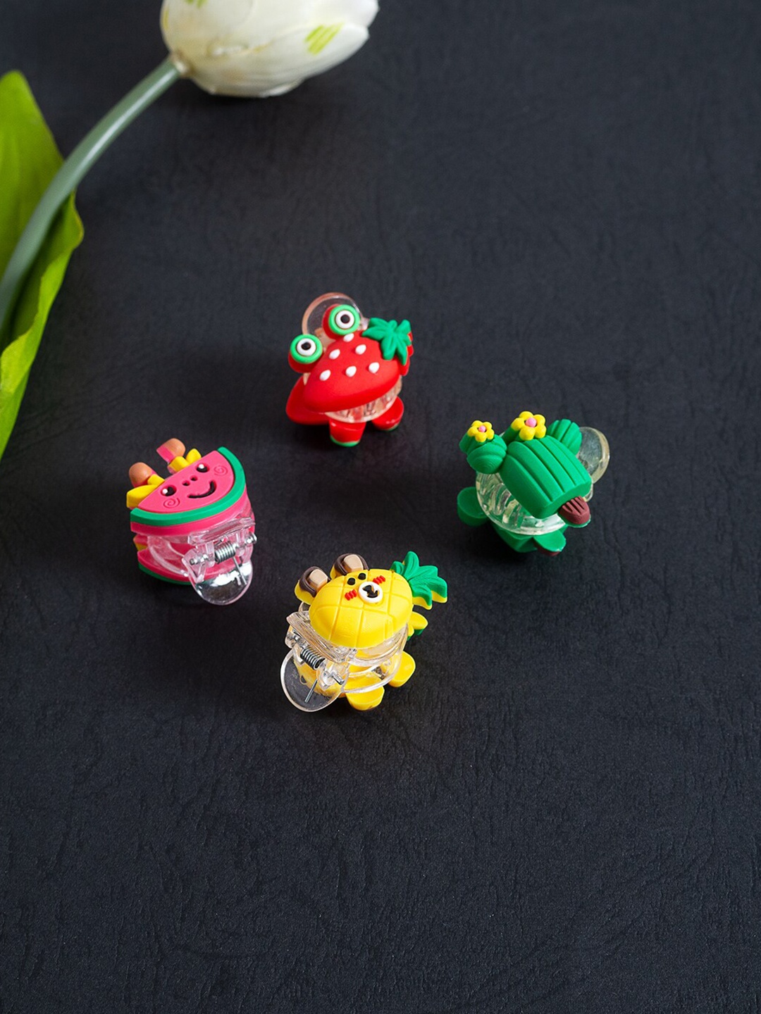 

Golden Peacock Girls Set of 4 Claw Clips, Green