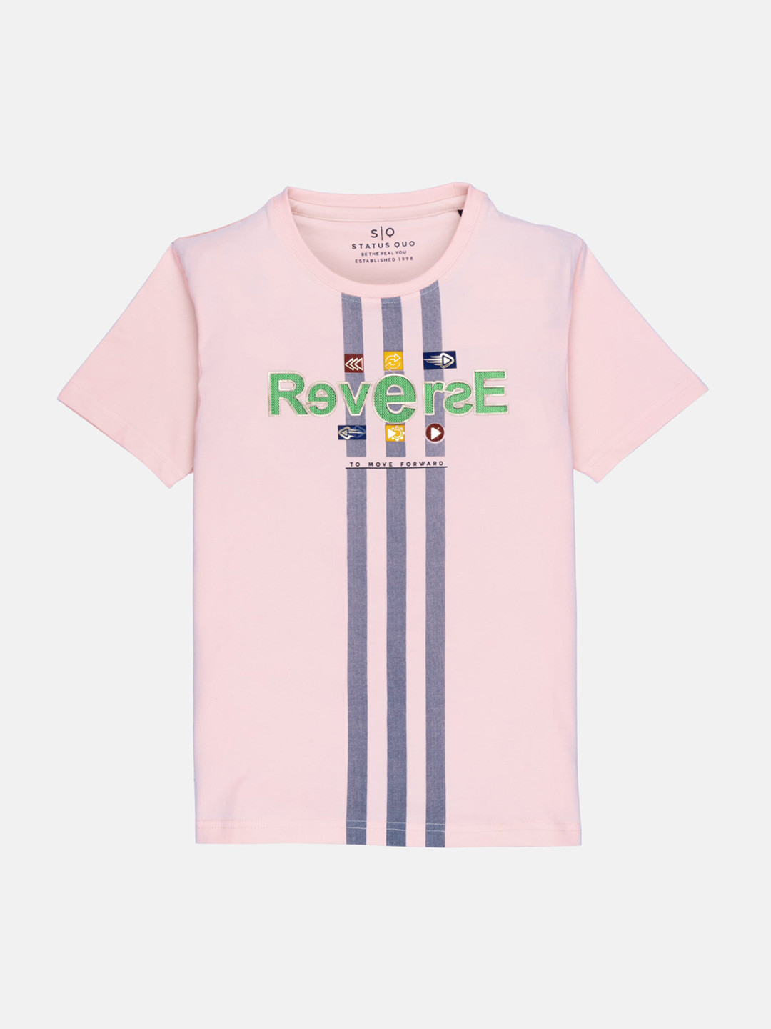 

Status Quo Boys Pink Typography Printed Cotton T-shirt