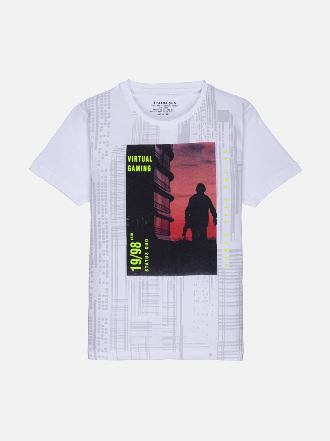 

Status Quo Boys White Graphic Printed Cotton T-shirt