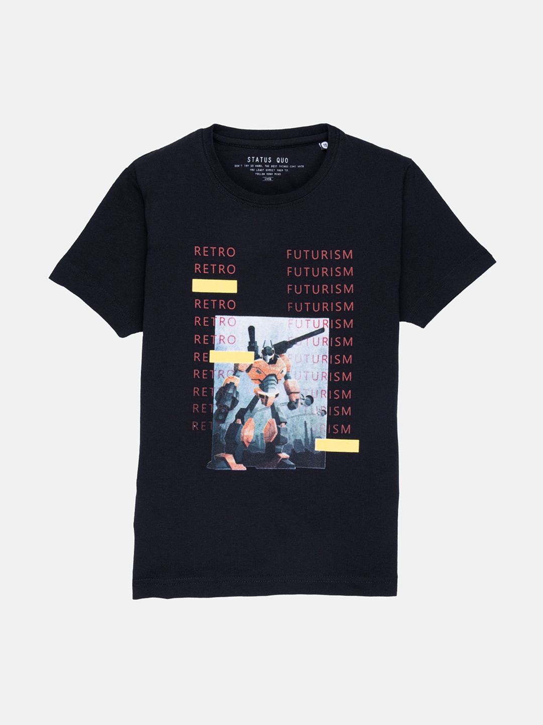 

Status Quo Boys Black Printed Applique T-shirt