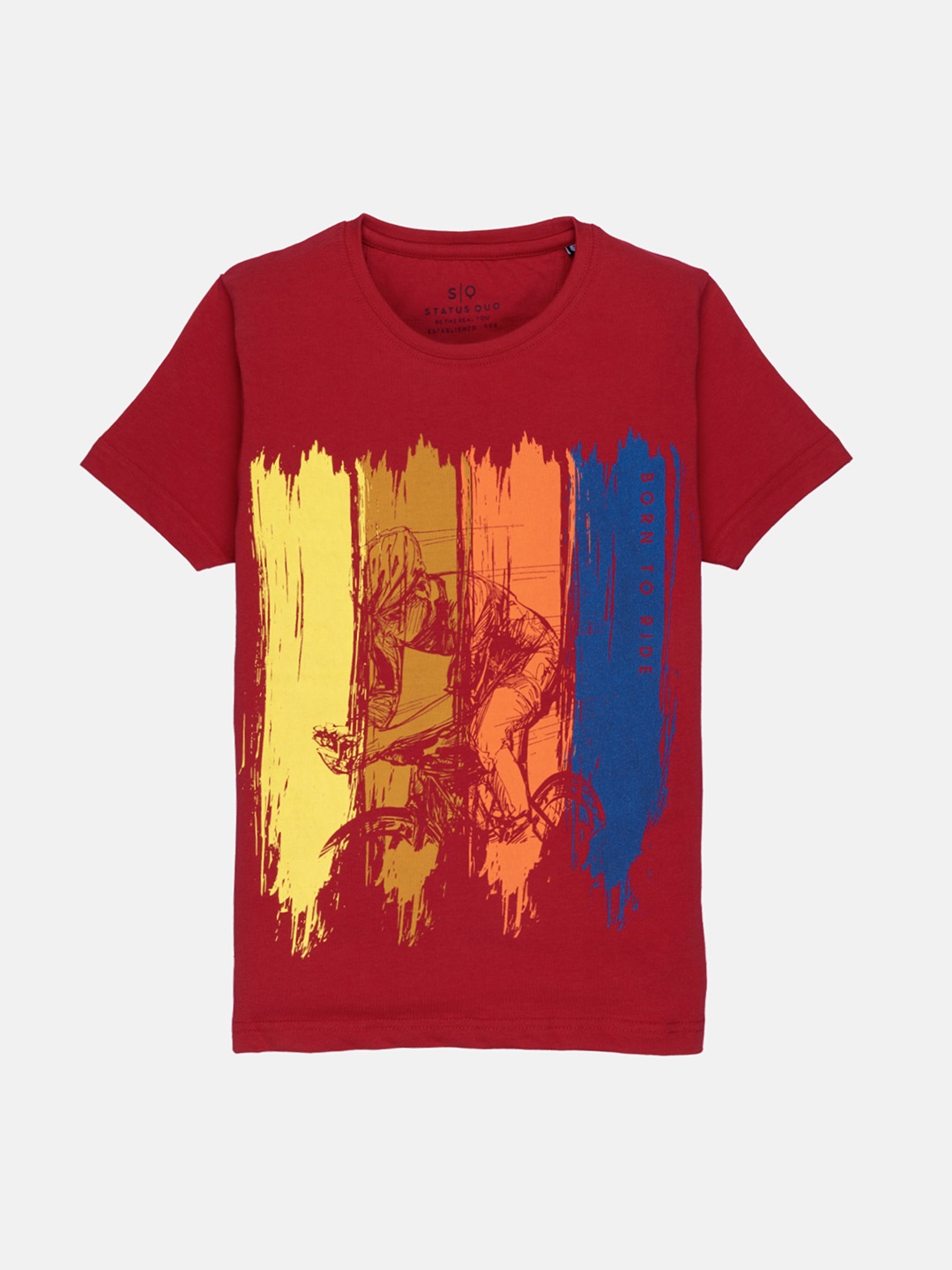 

Status Quo Boys Red Printed Cotton T-shirt
