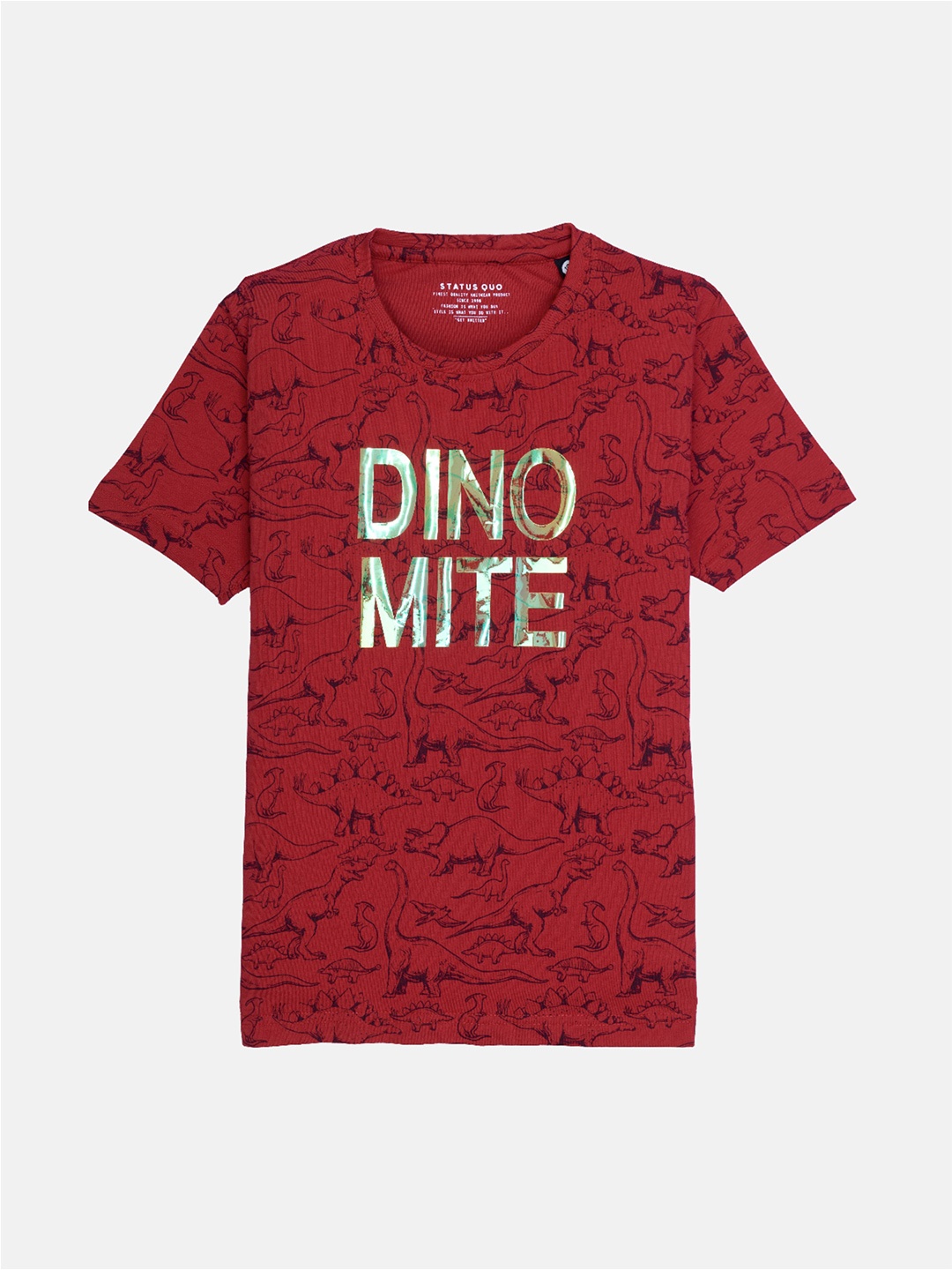 

Status Quo Boys Red Typography Printed Cotton T-shirt