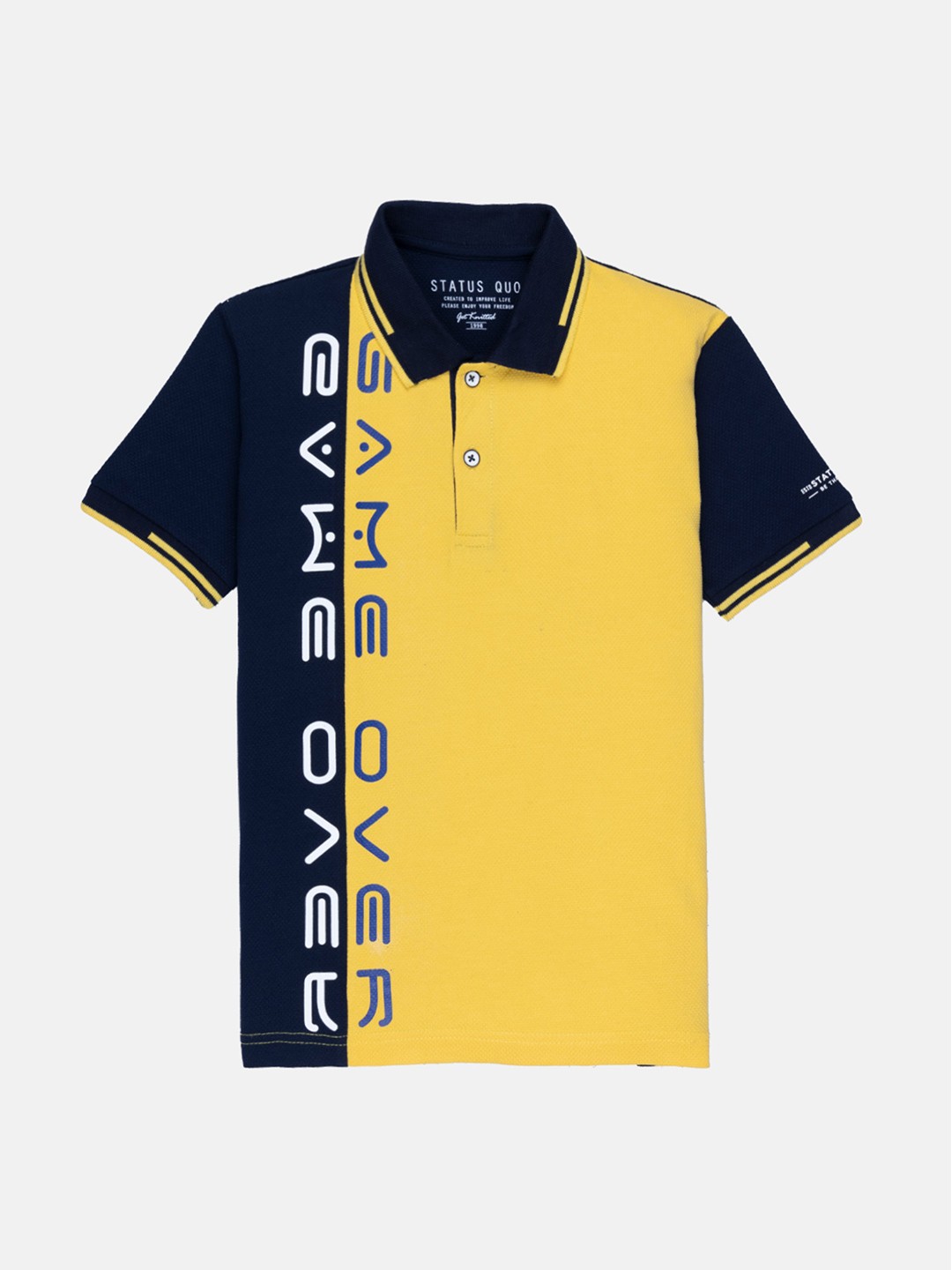

Status Quo Boys Gold-Toned Printed Polo Collar T-shirt