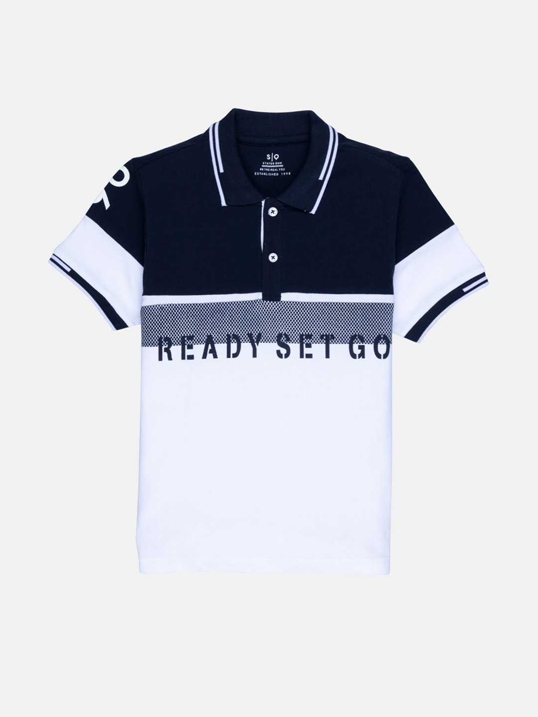 

Status Quo Boys Blue Striped Polo Collar T-shirt