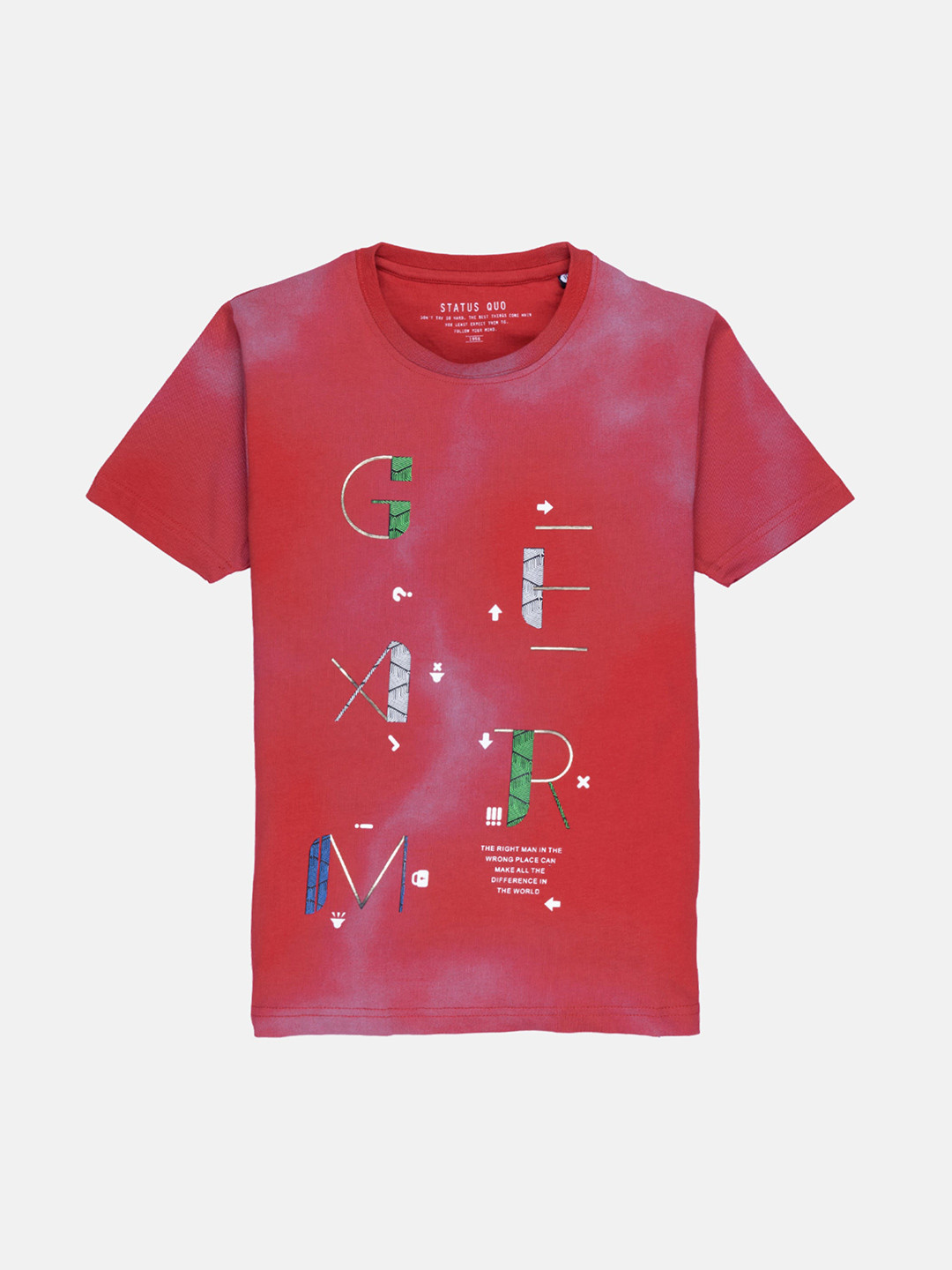

Status Quo Boys Red Typography Printed T-shirt