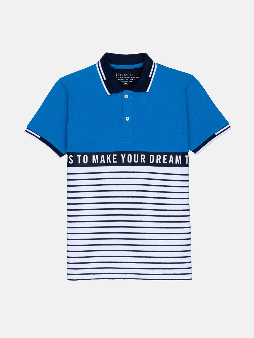 

Status Quo Boys White & Blue Striped Polo Collar T-shirt