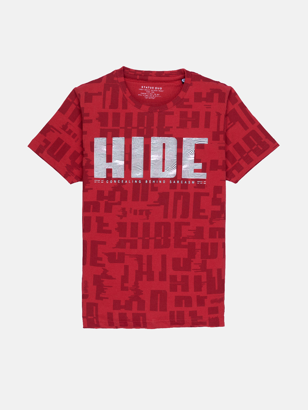 

Status Quo Boys Red Printed Applique T-shirt