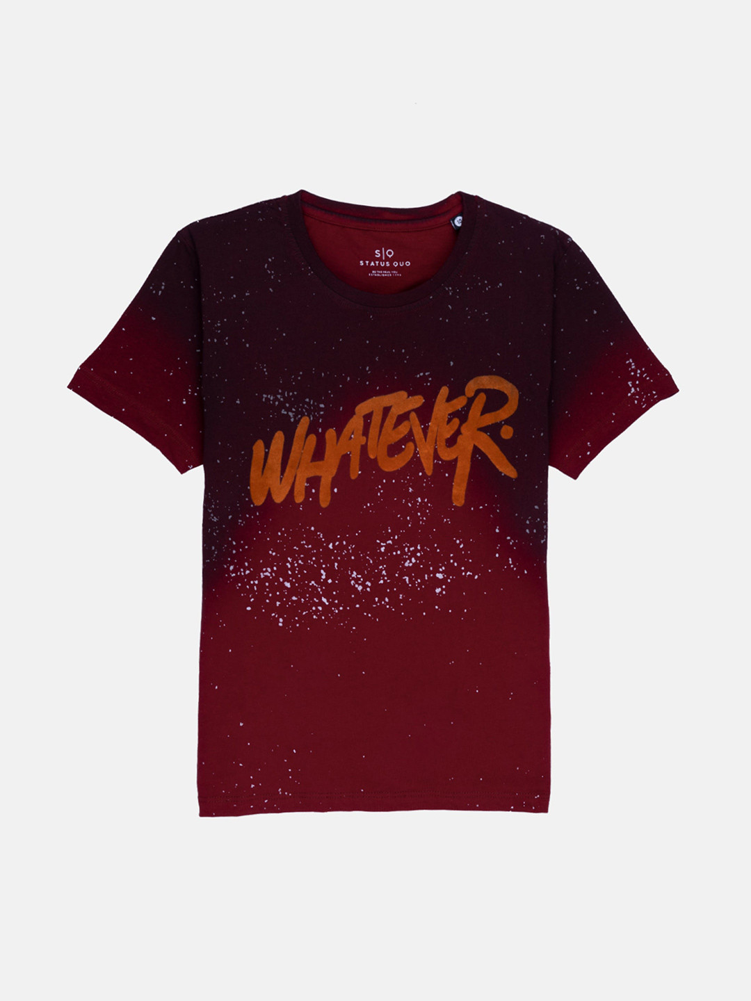 

Status Quo Boys Maroon Printed Cotton T-shirt