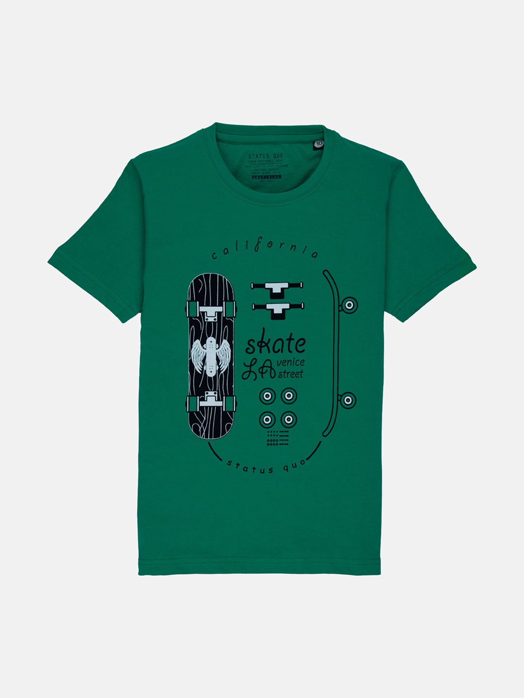 

Status Quo Boys Green Typography Printed Cotton T-shirt