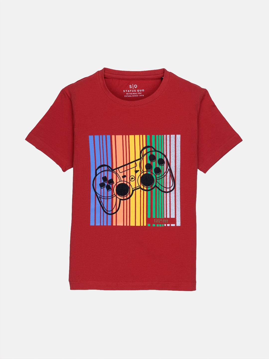 

Status Quo Boys Red Printed Cotton T-shirt
