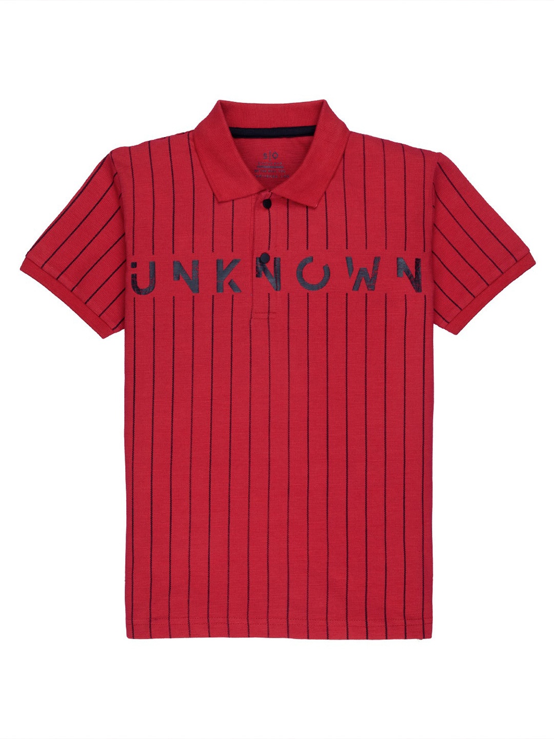 

Status Quo Boys Red Typography Striped Polo Collar T-shirt