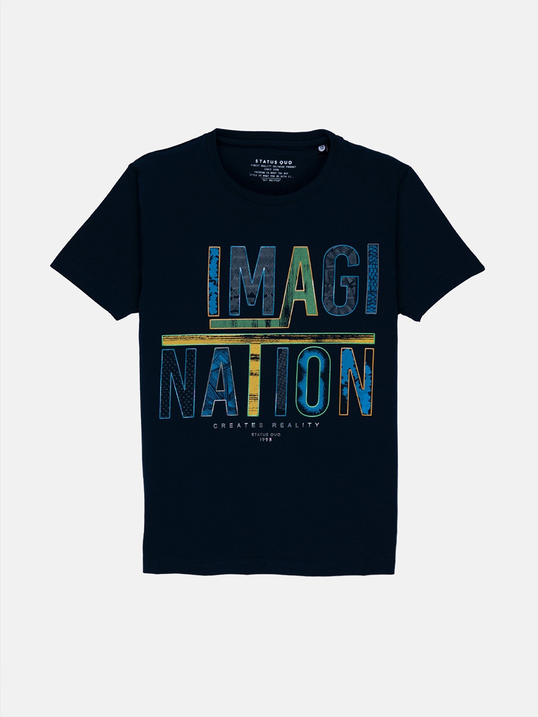 

Status Quo Boys Navy Blue Typography Printed T-shirt