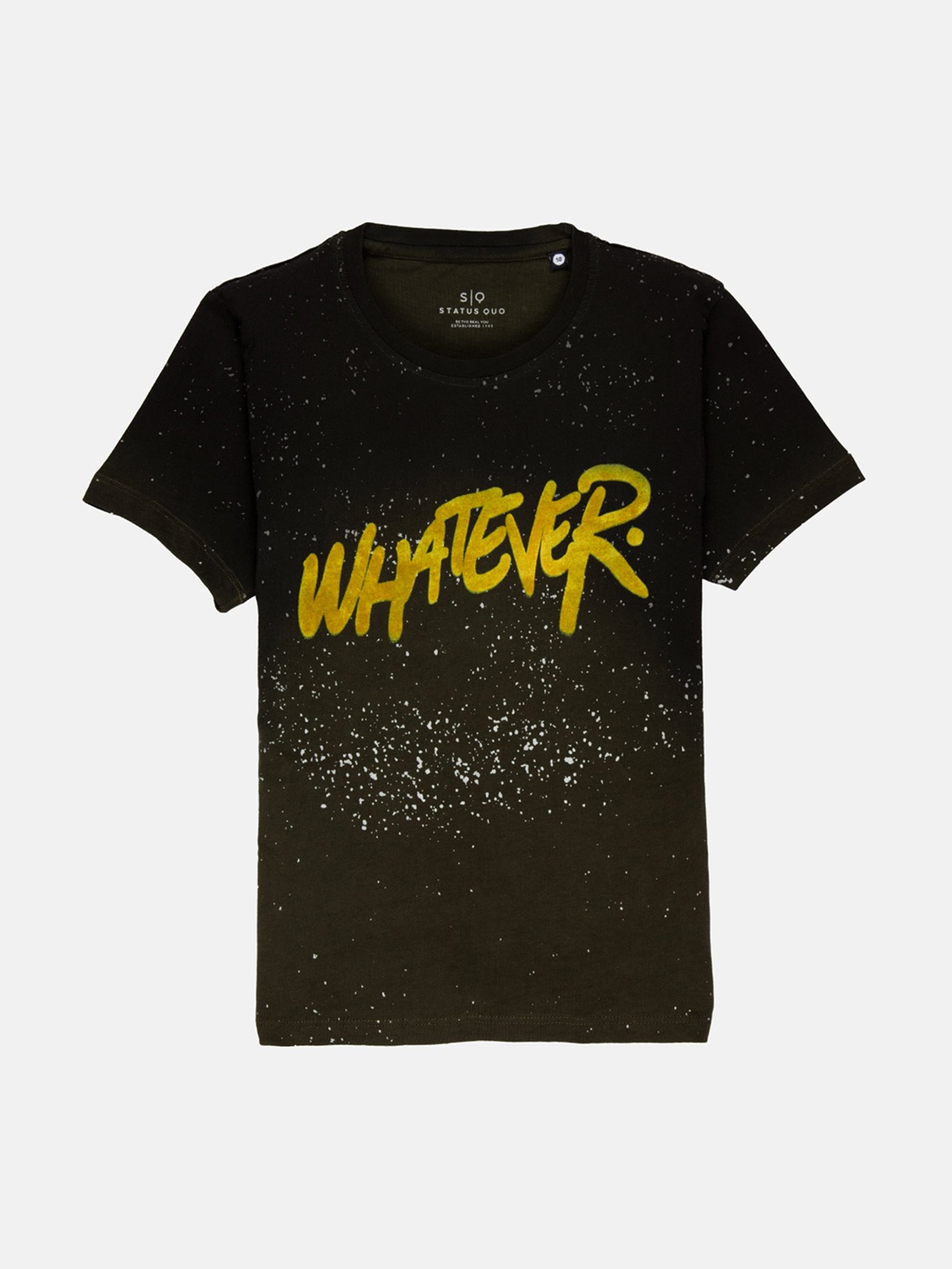 

Status Quo Boys Green & Black Typography Printed Cotton T-shirt