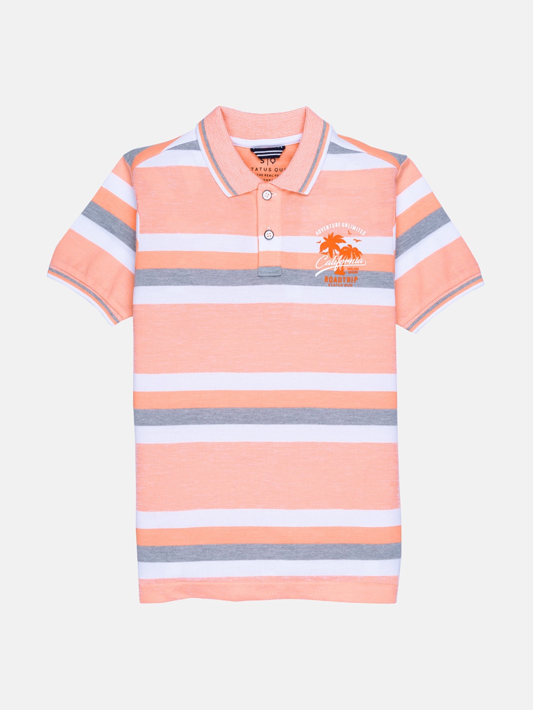 

Status Quo Boys Orange Striped Polo Collar T-shirt