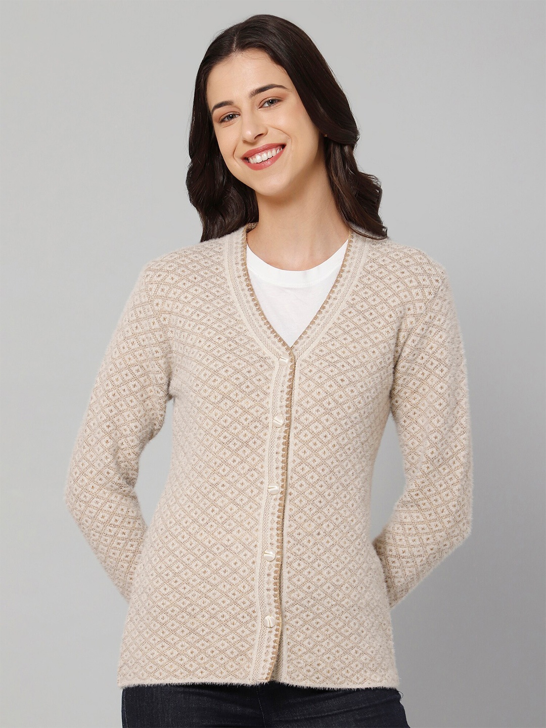 

Cantabil Women Beige Wool Cardigan