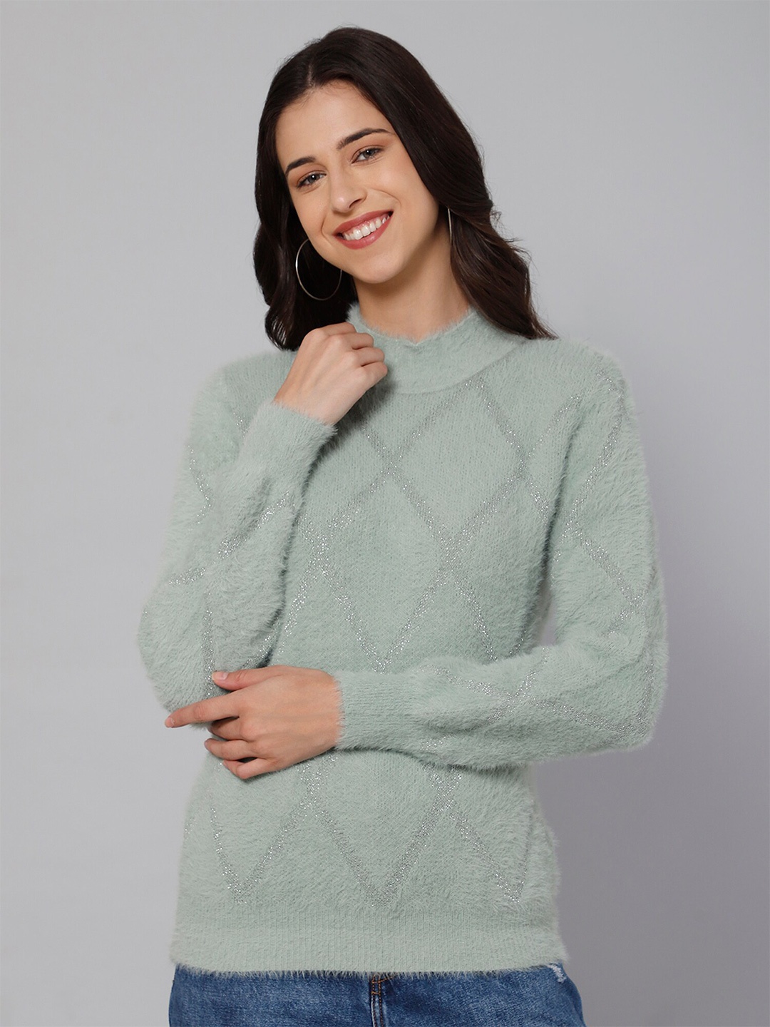 

Cantabil Women Green Wool Pullover