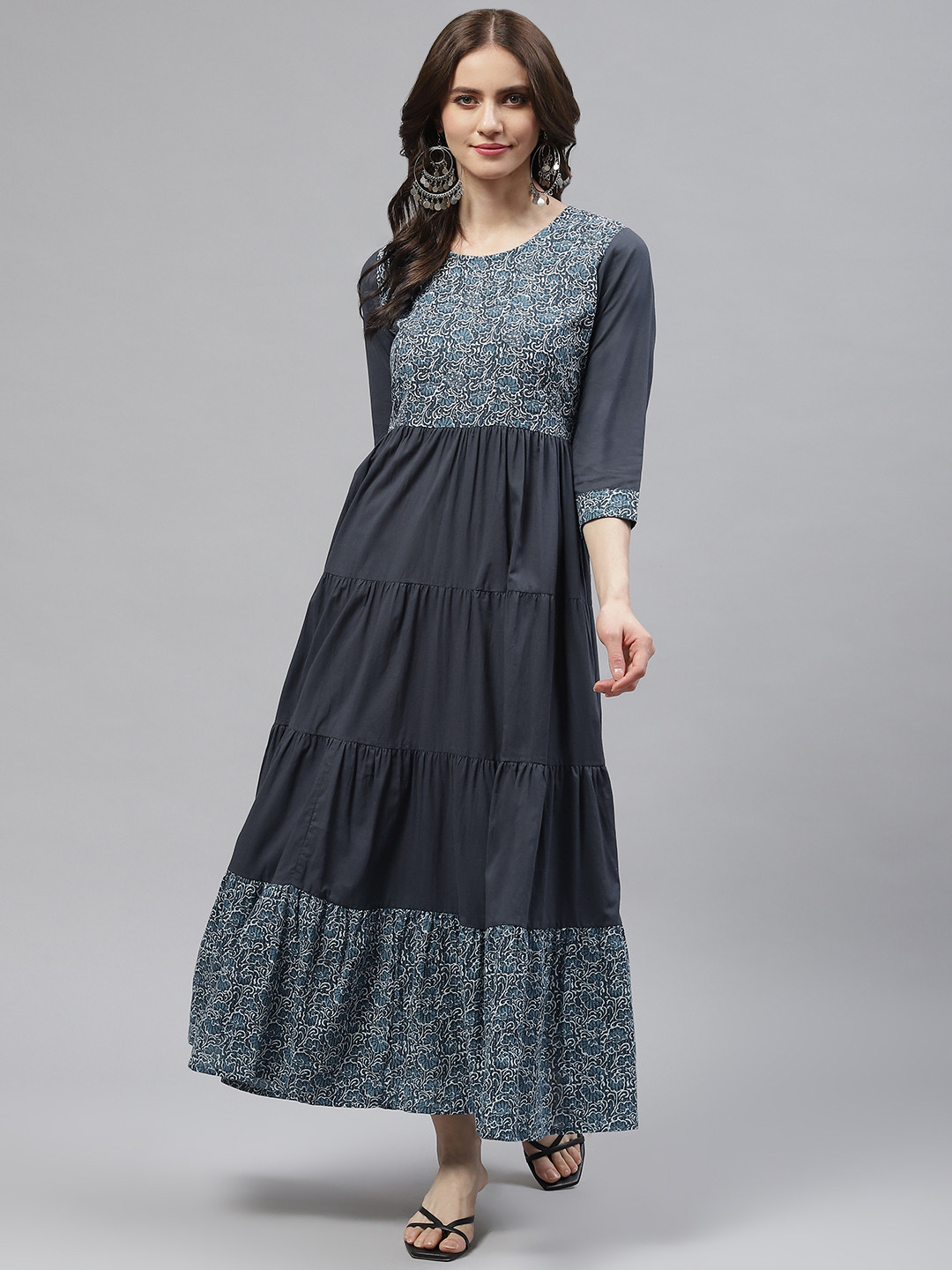

Readiprint Fashions Blue Floral Maxi Dress