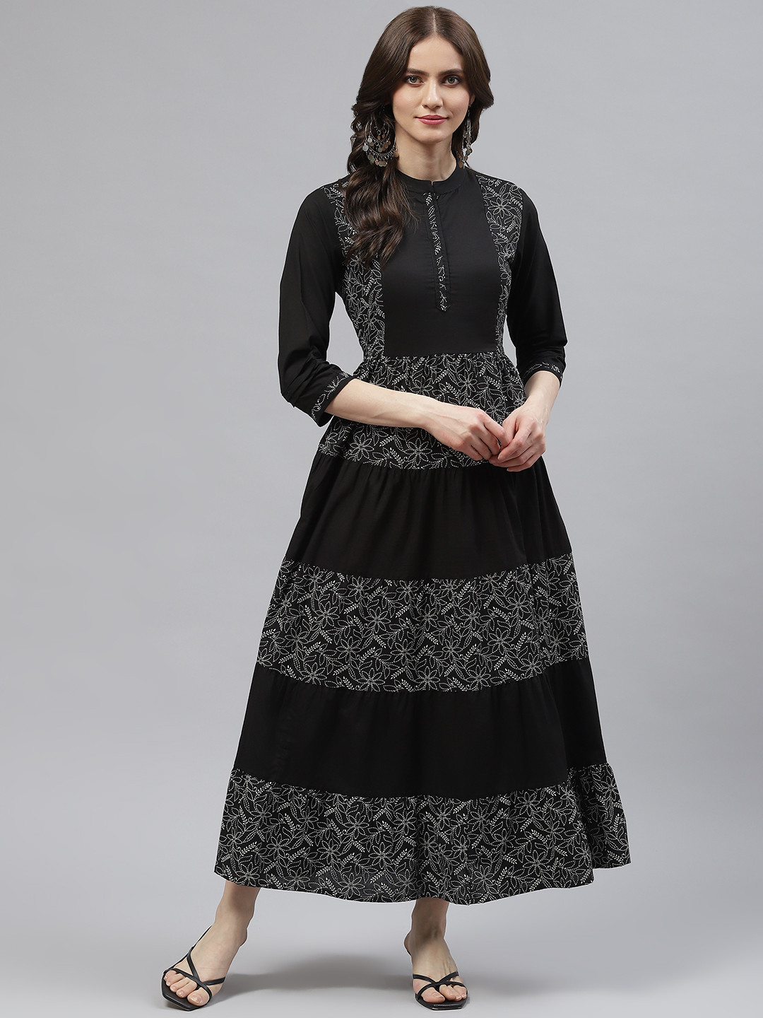 

Readiprint Fashions Black Floral Maxi Dress