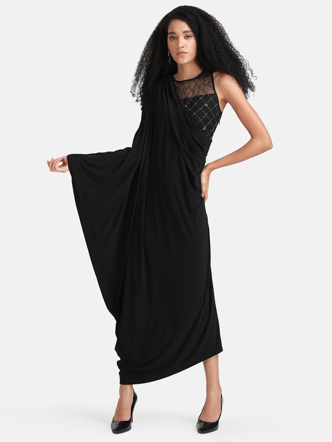 

Kazo Women Black Embellished Maxi Dress