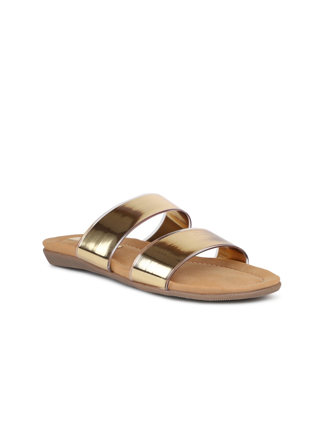 

DESIGN CREW Women Gold-Toned Open Toe Flats