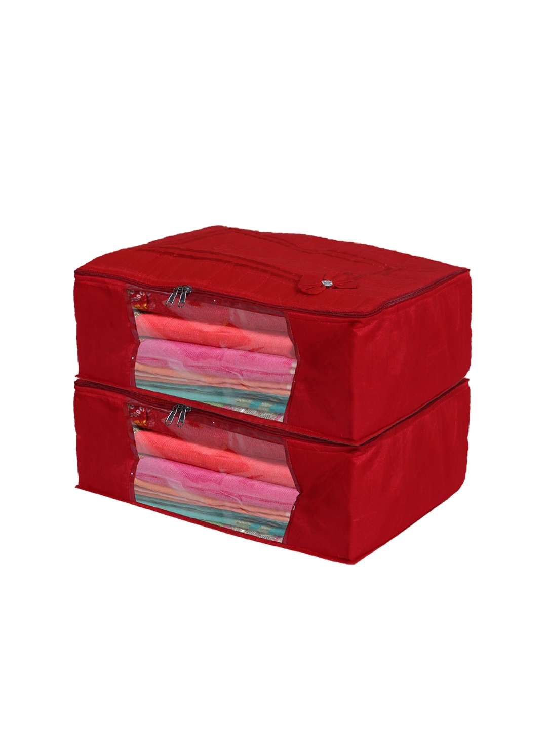 

Kuber Industries Pack Of 2 Red Solid Cotton Organisers