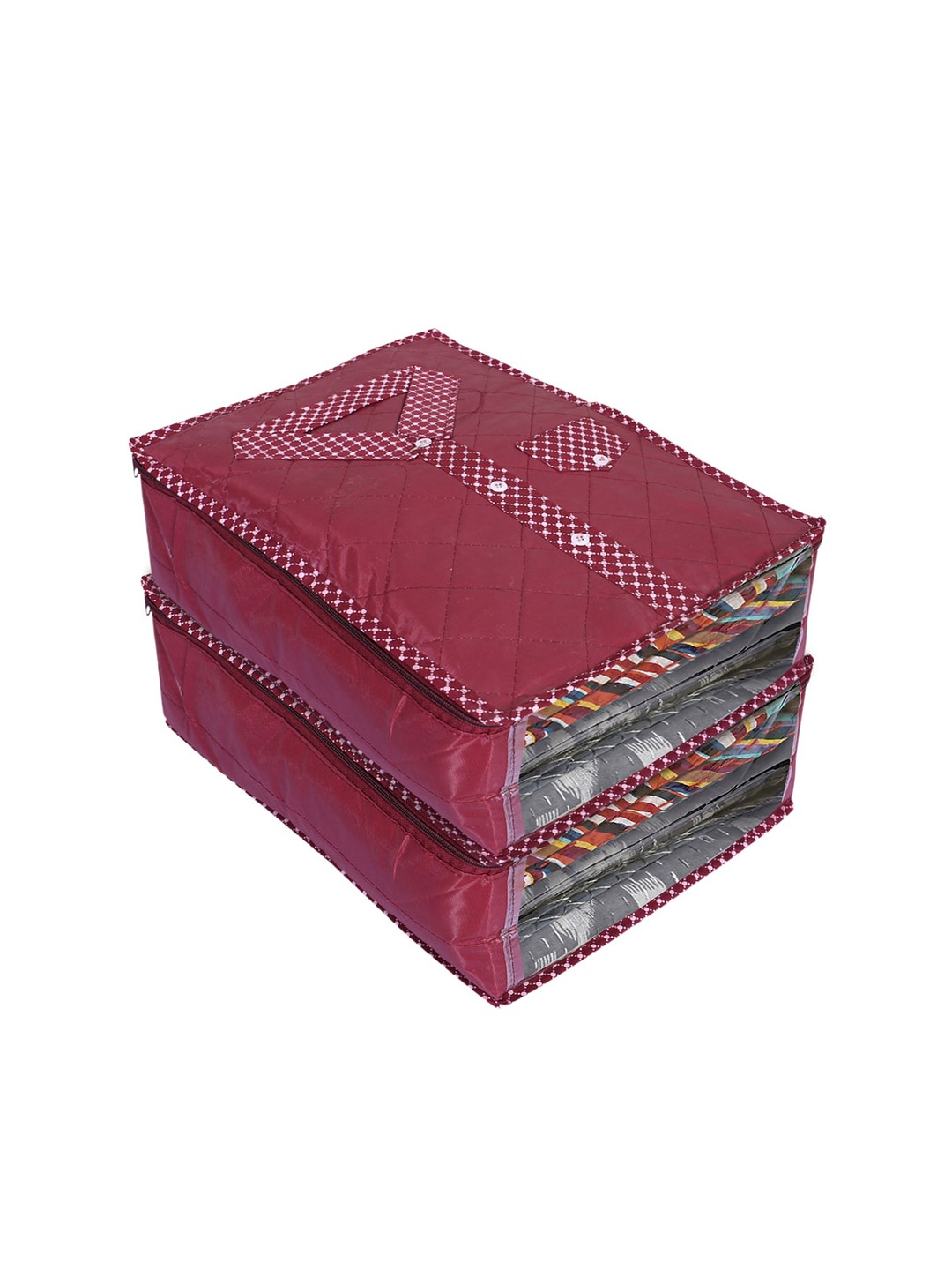

Kuber Industries Pack of 2 Maroon Printed Shirt Organizer