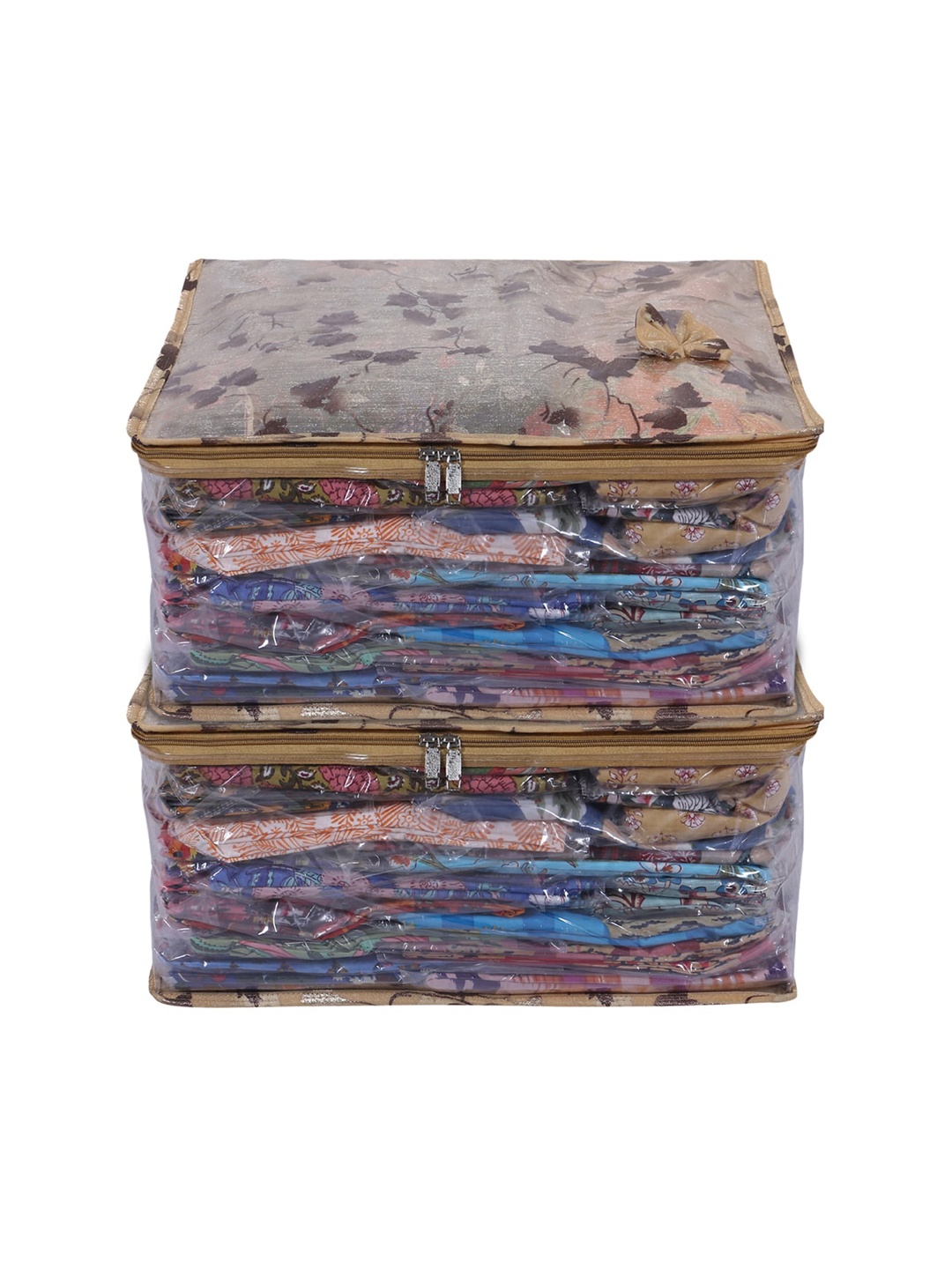 

Kuber Industries Pack of 2 Beige Printed Saree Cover Organisers