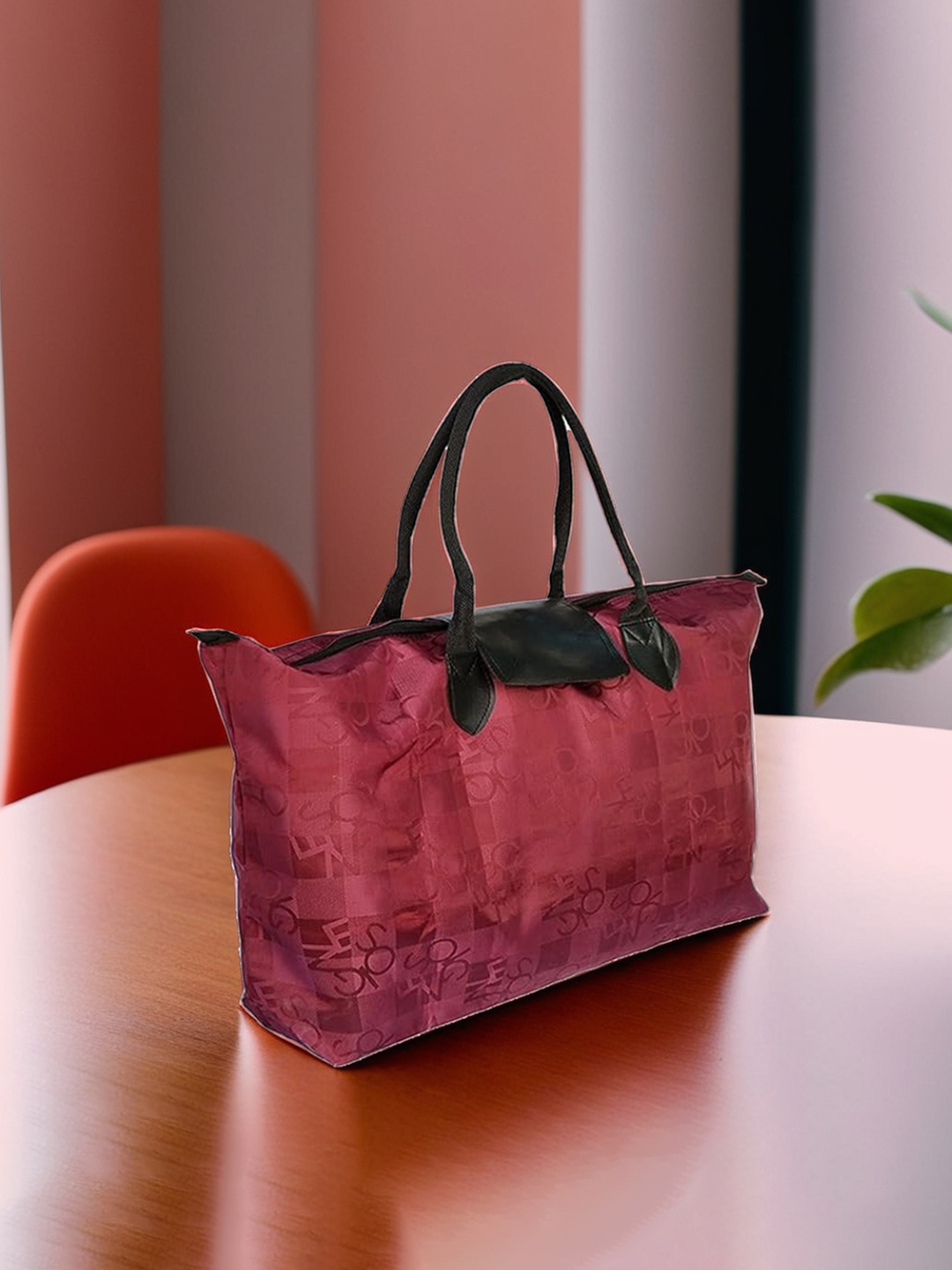 

Kuber Industries Maroon Printed Shopping Bag Organiser with Handles