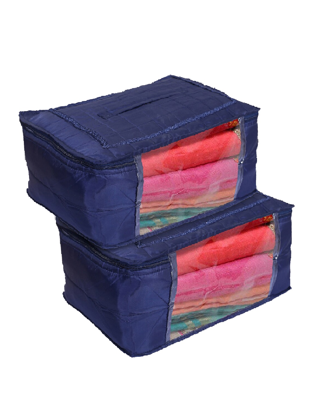

Kuber Industries Set Of 2 Navy Blue Solid Wardrobe Organisers