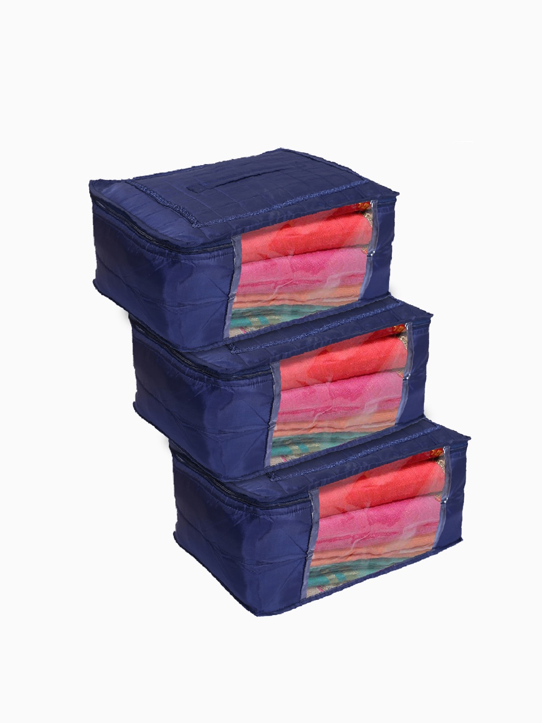 

Kuber Industries Pack of 3 Blue Solid Organisers