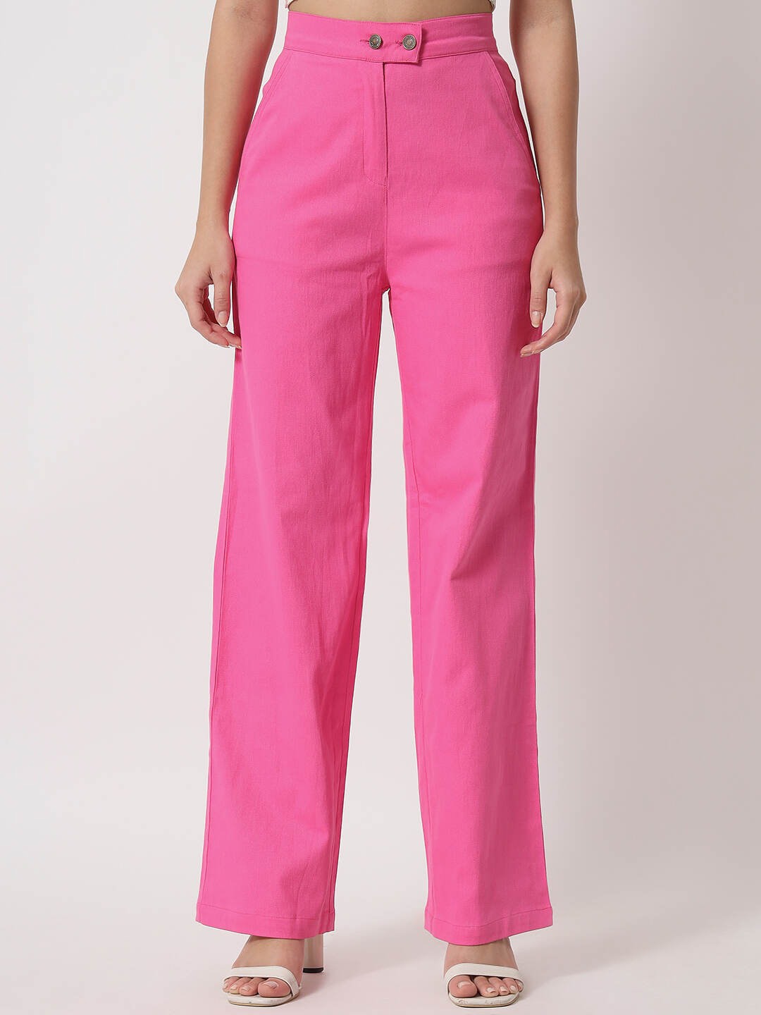 

Orchid Blues Women Pink Flared High-Rise Cotton Jeans