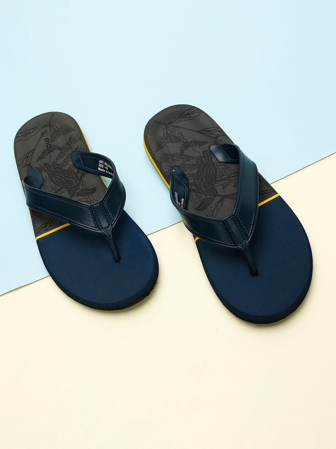 

max Men Teal & Grey Rubber Thong Flip-Flops