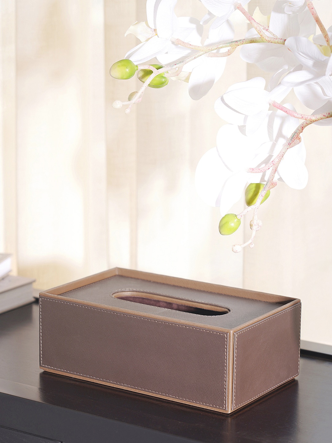 

Pure Home and Living Brown Solid Tissue Box Holder