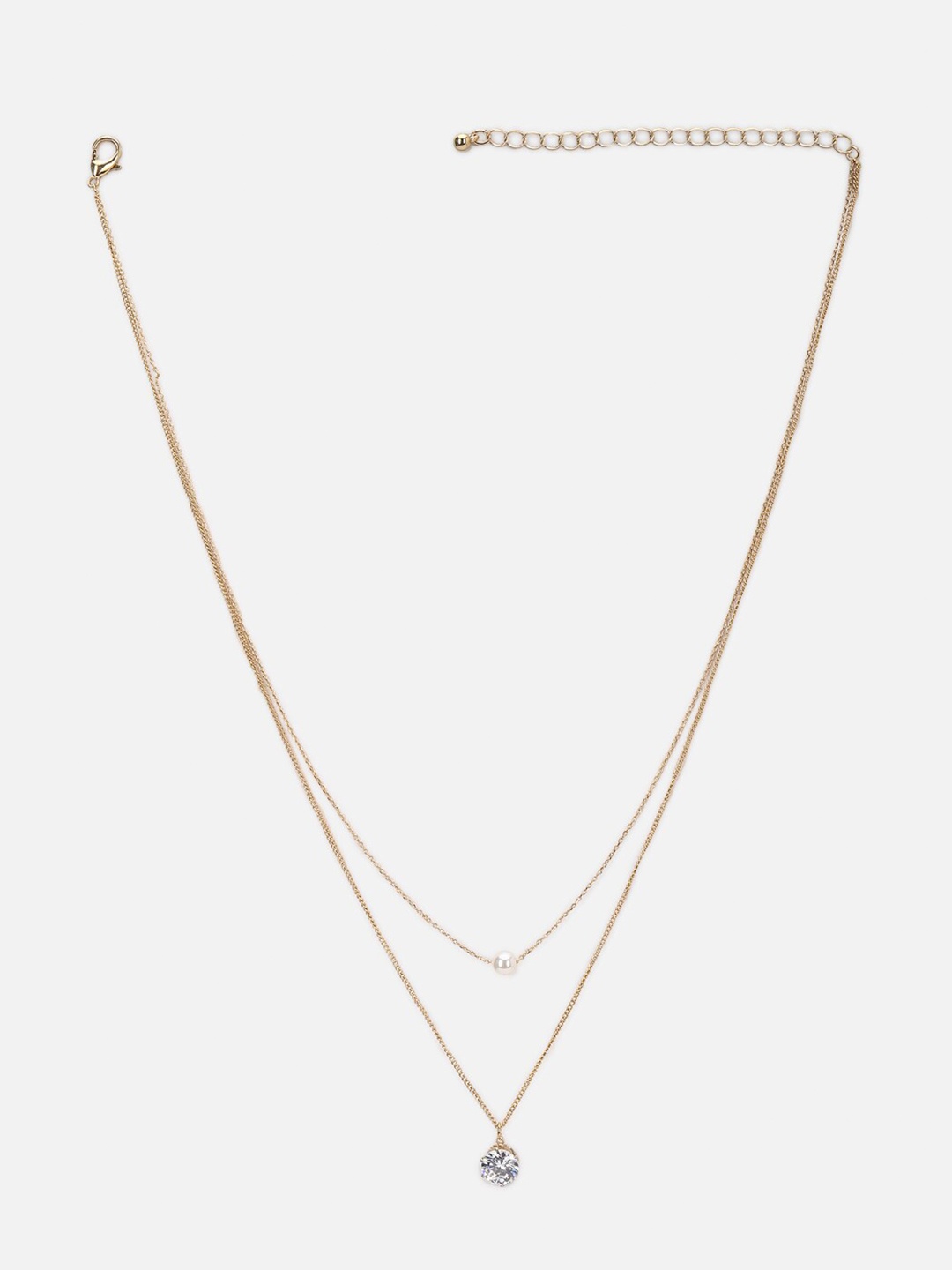 

FOREVER 21 Gold-Toned & White Minimal Layered Necklace