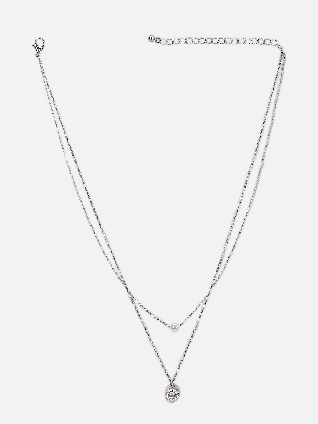 

FOREVER 21 Silver-Toned & White Solid Layered Necklace