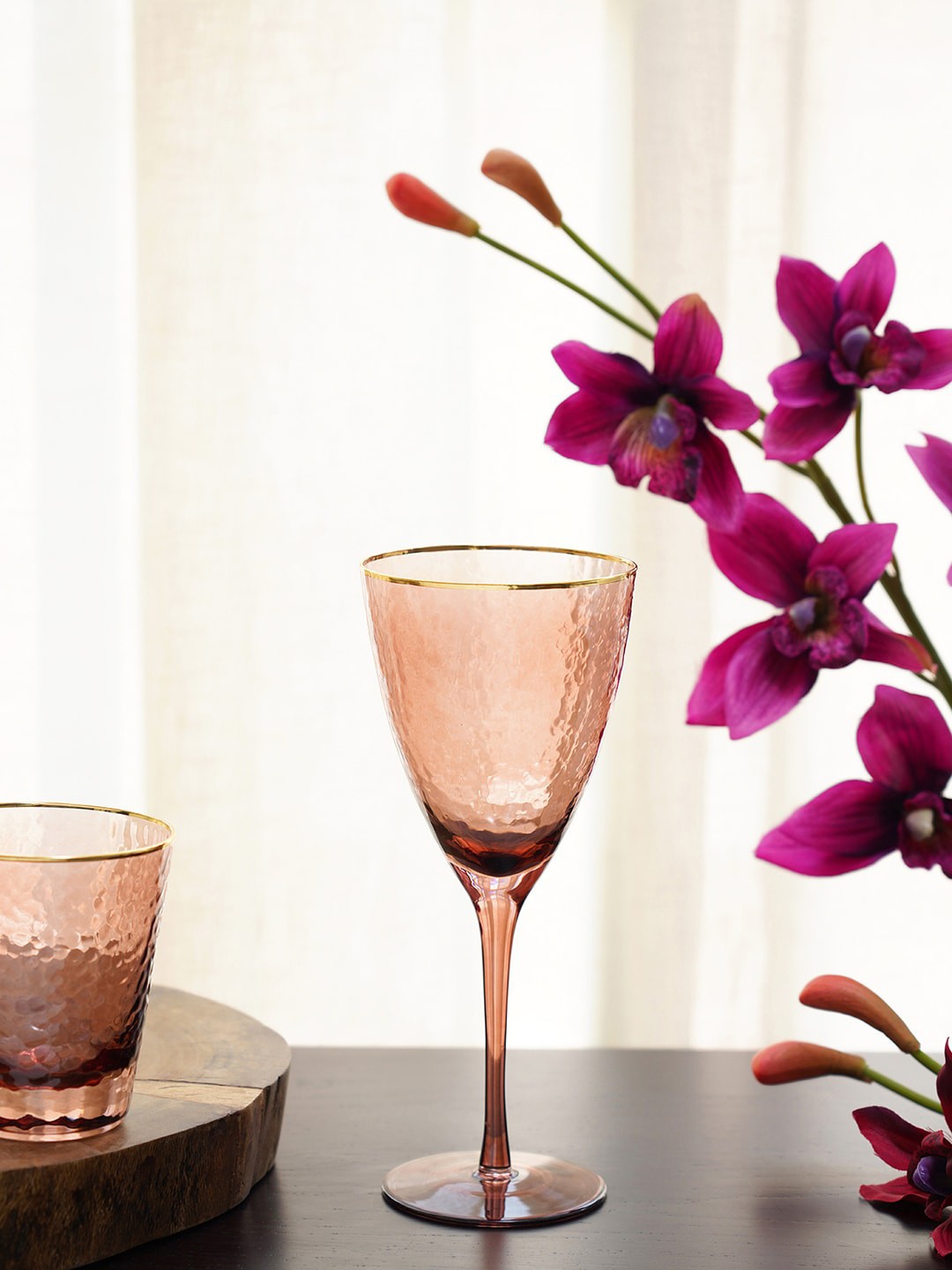 

Pure Home and Living Set Of 4 Purple Hammered Wine Glass