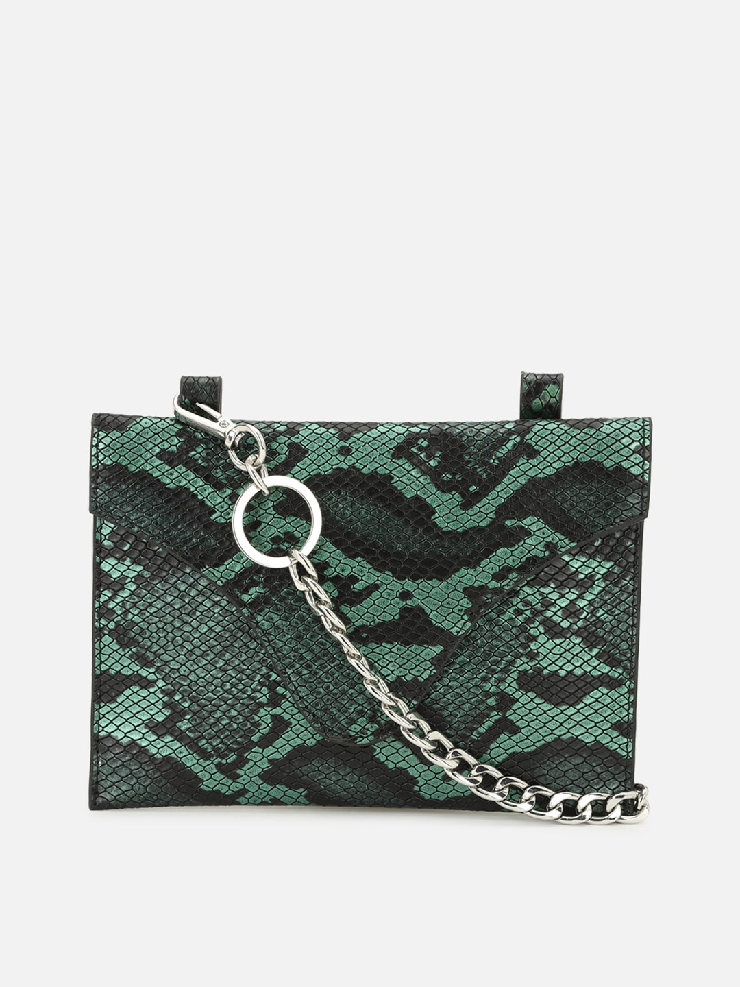 

FOREVER 21 Green Animal Textured PU Structured Sling Bag