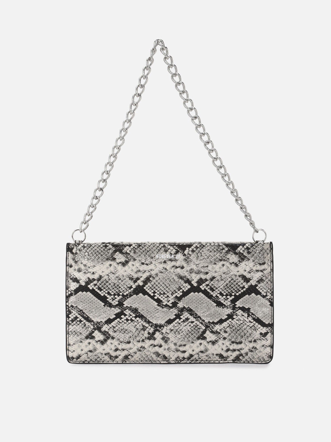 

FOREVER 21 Cream-Coloured Animal Printed PU Structured Handheld Bag