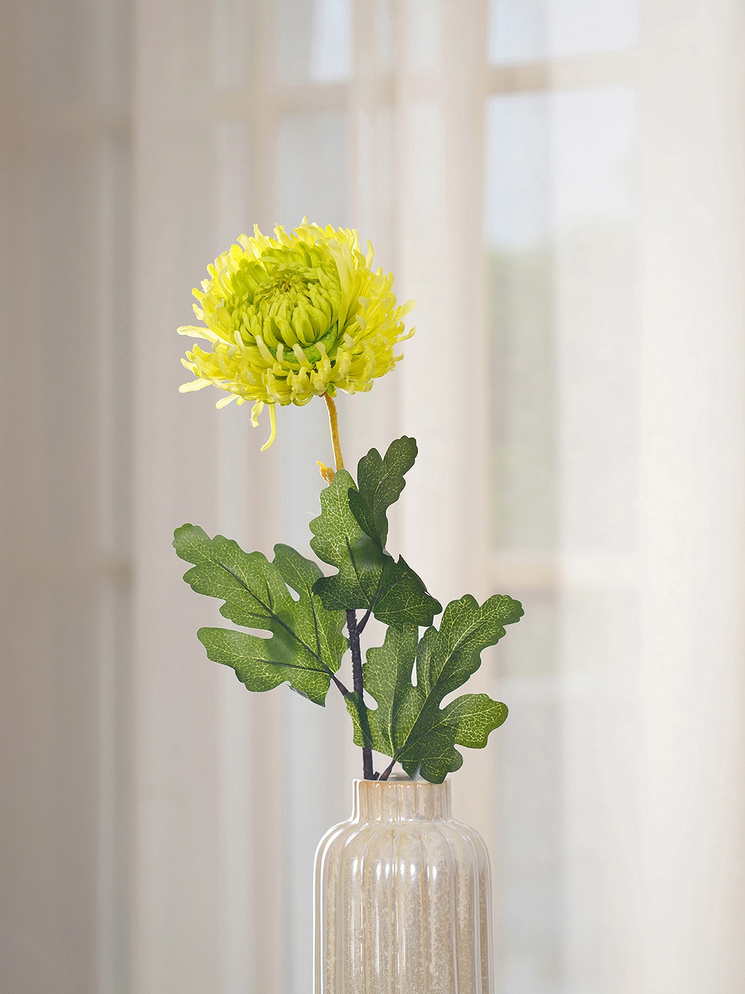 

Pure Home and Living Set Of 2 Green & Yellow Chrysanthemum Artificial Flowers