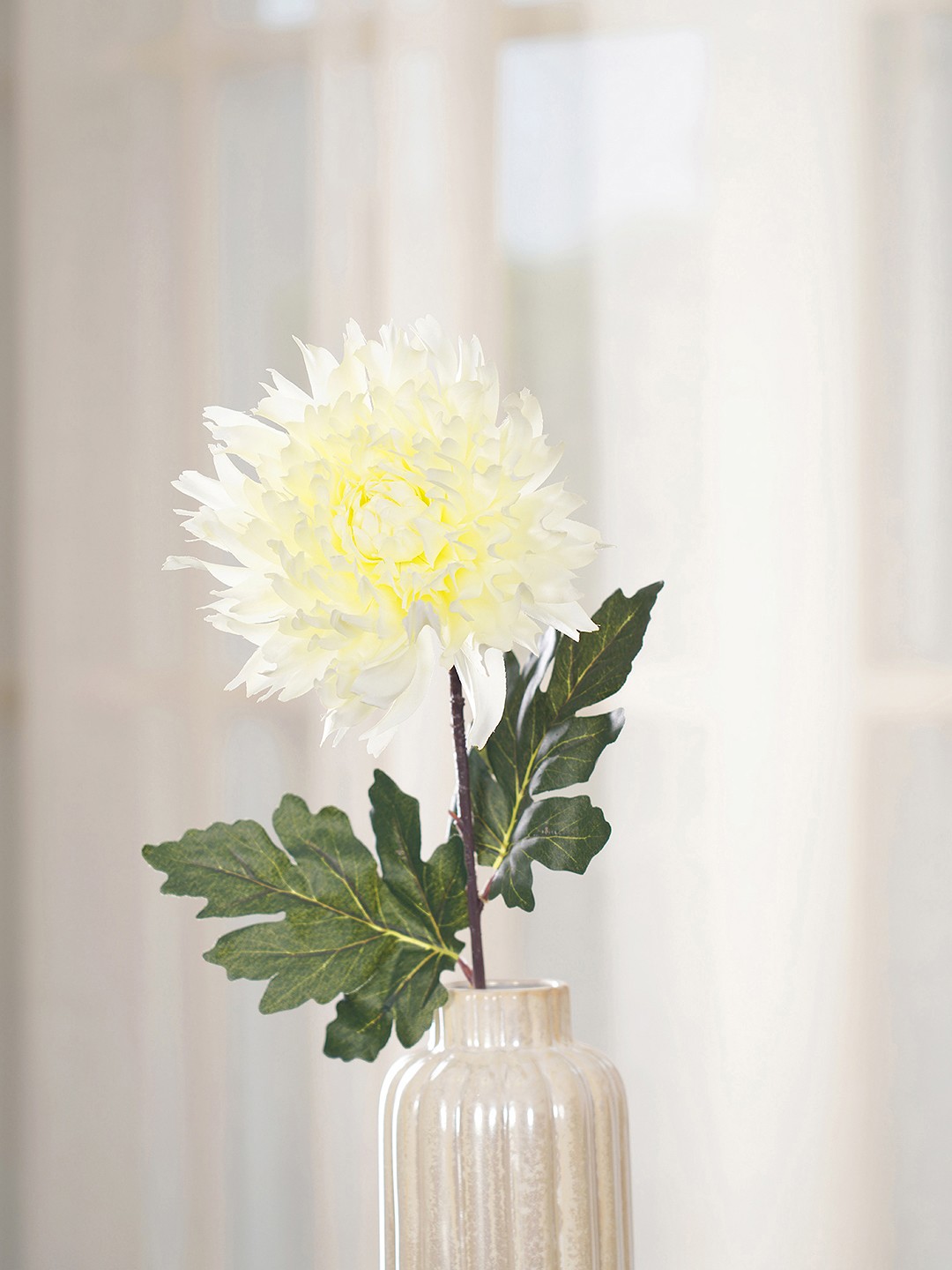 

Pure Home and Living Set Of 2 White Solid Chrysanthemum Artificial Flowers