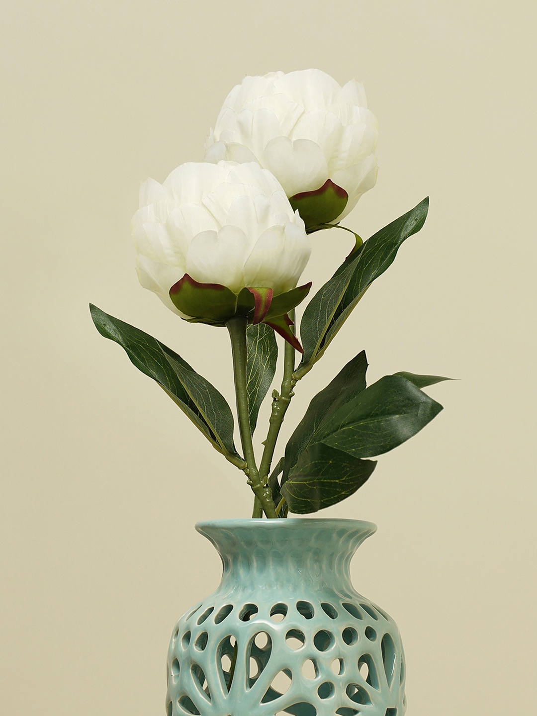 

Pure Home and Living Set Of 2 White Peony Artificial Flowers