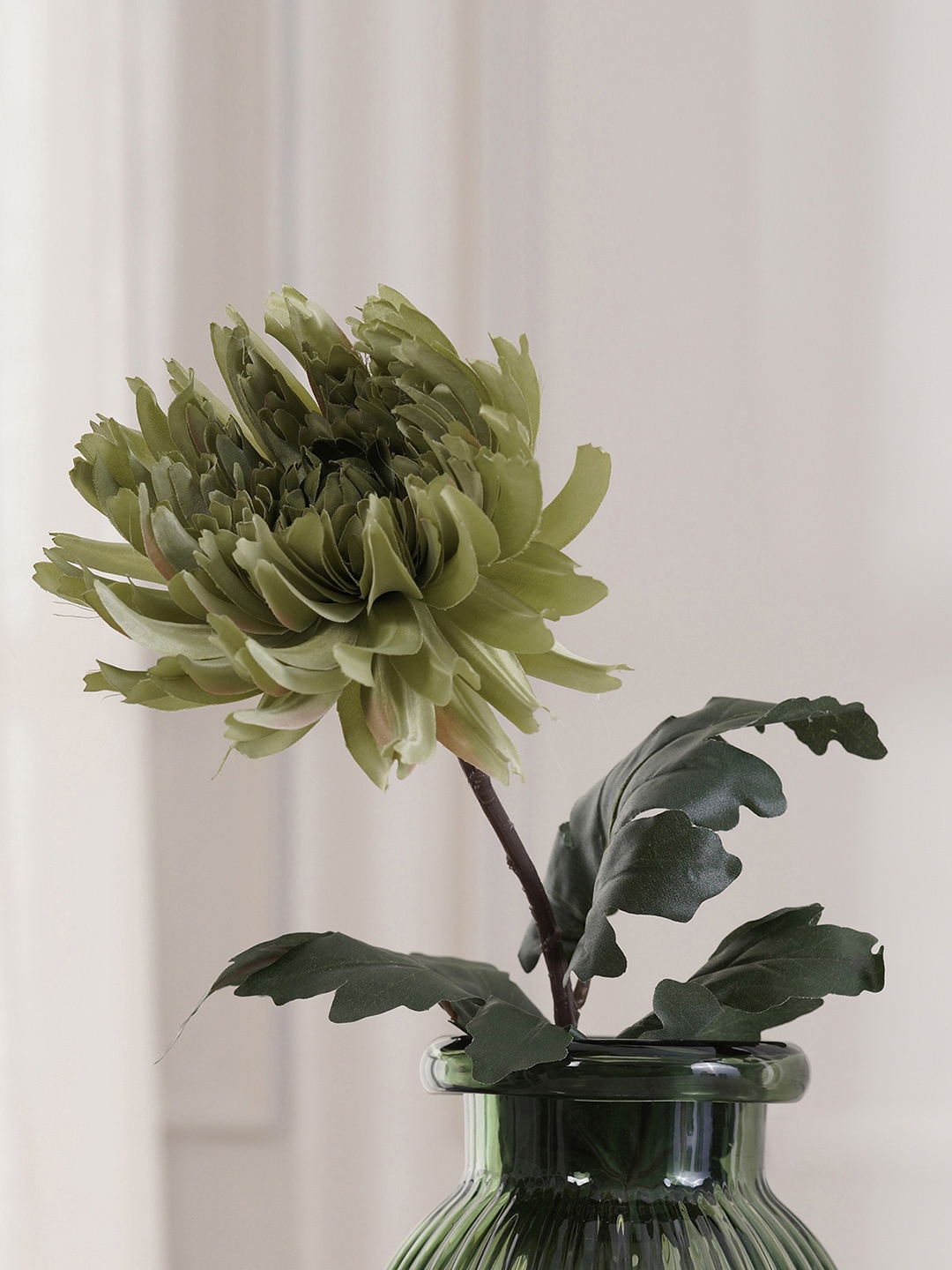 

Pure Home and Living Set of 2 Green Chrysanthemum Artificial Flowers