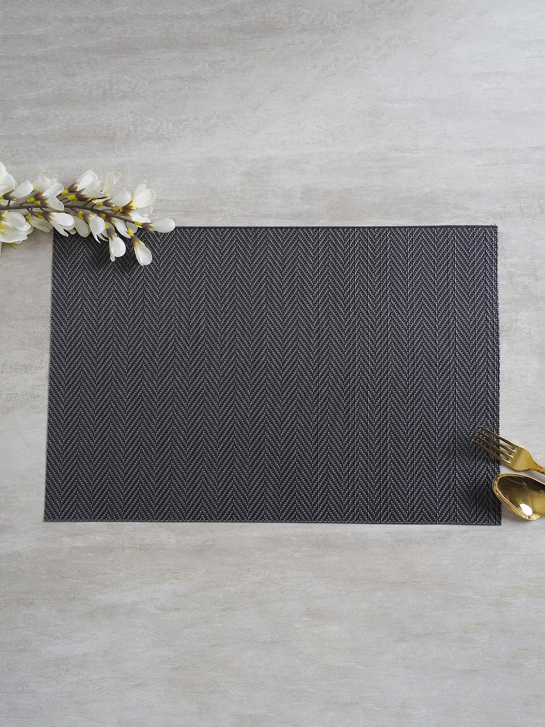 

Pure Home and Living Set Of 6 Black Woven Design Table Placemats
