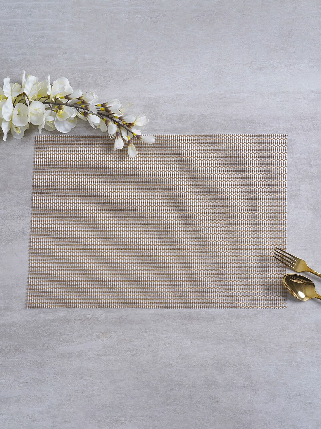 

Pure Home and Living Set Of 6 Gold Coloured Solid Weave Table Placemats