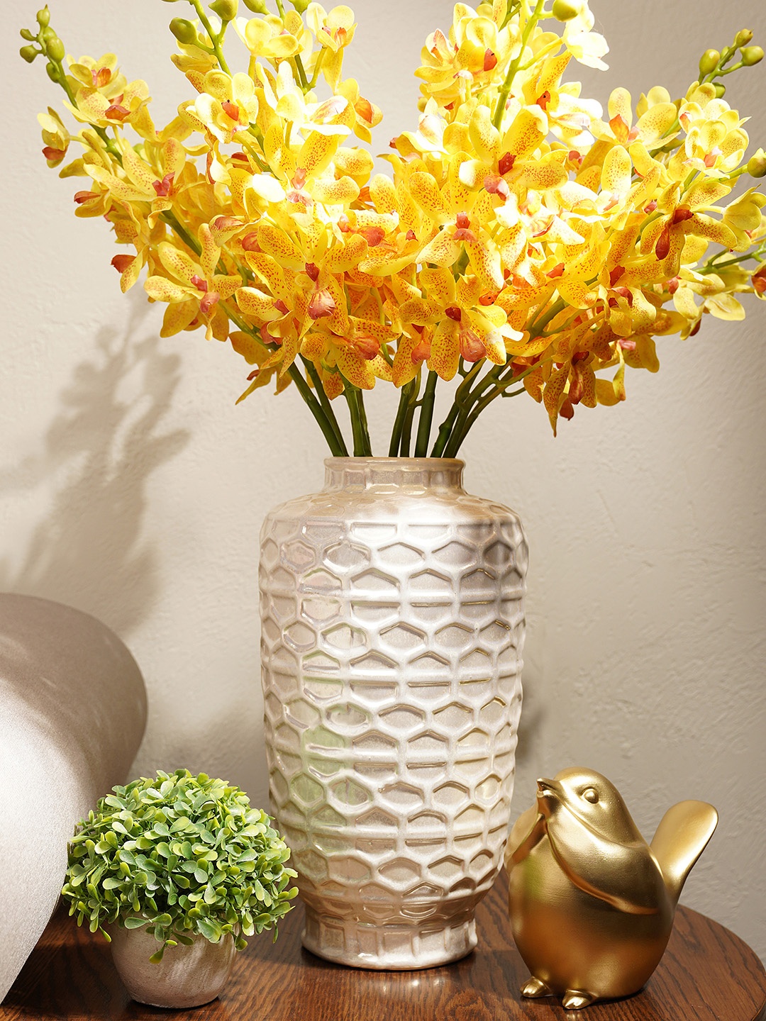 

Pure Home and Living Off White Honeycomb Design Medium Vase