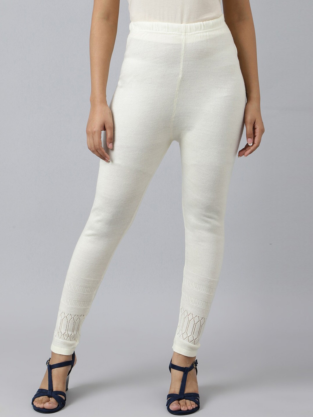 

AURELIA Women White Acrylic Winter Leggings