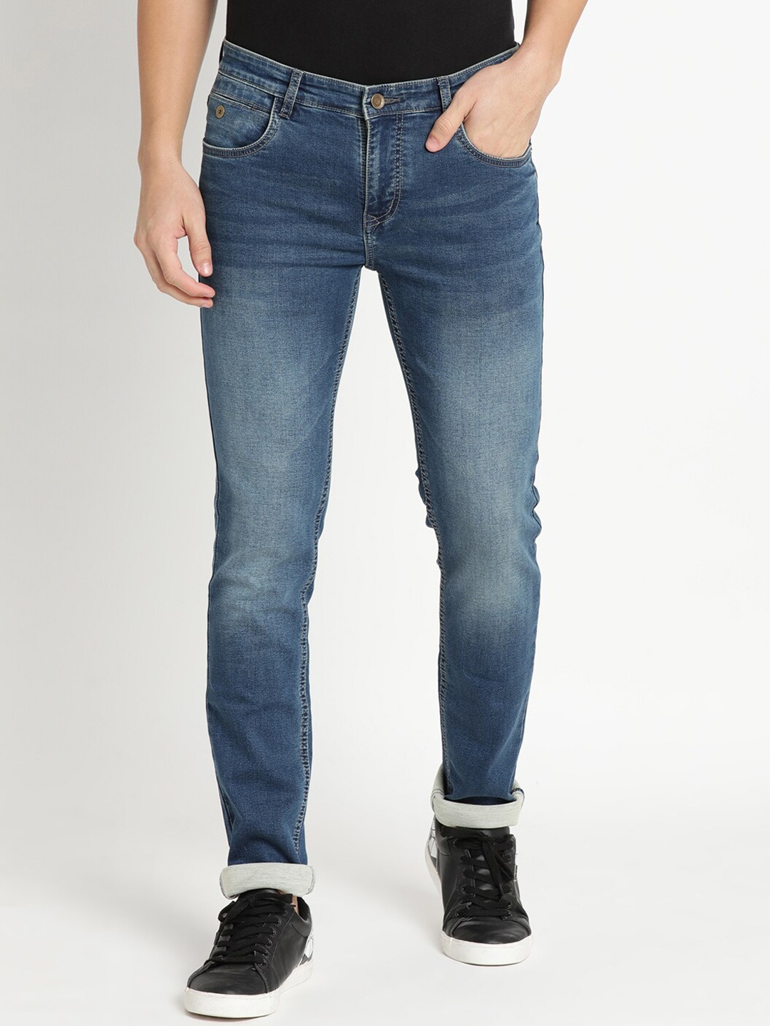 

Turtle Men Blue Narrow Heavy Fade Tapered Fit Cotton Stretchable Jeans