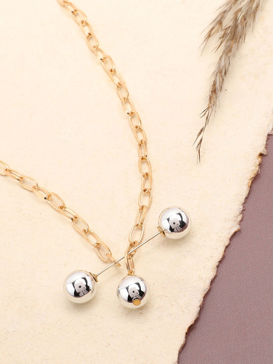 

SOHI Women Gold-Toned & Silver-Toned Gold-Plated Necklace
